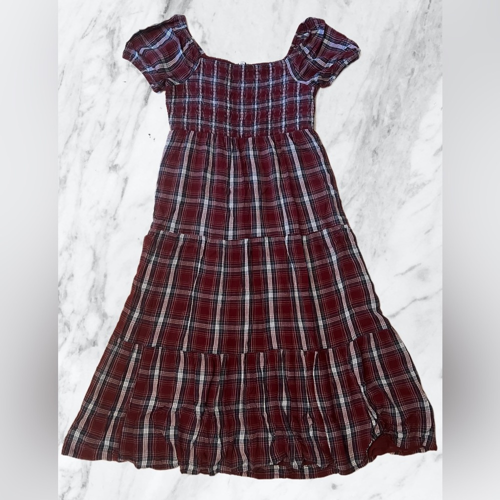 American Eagle Lined Midi Plaid Dress